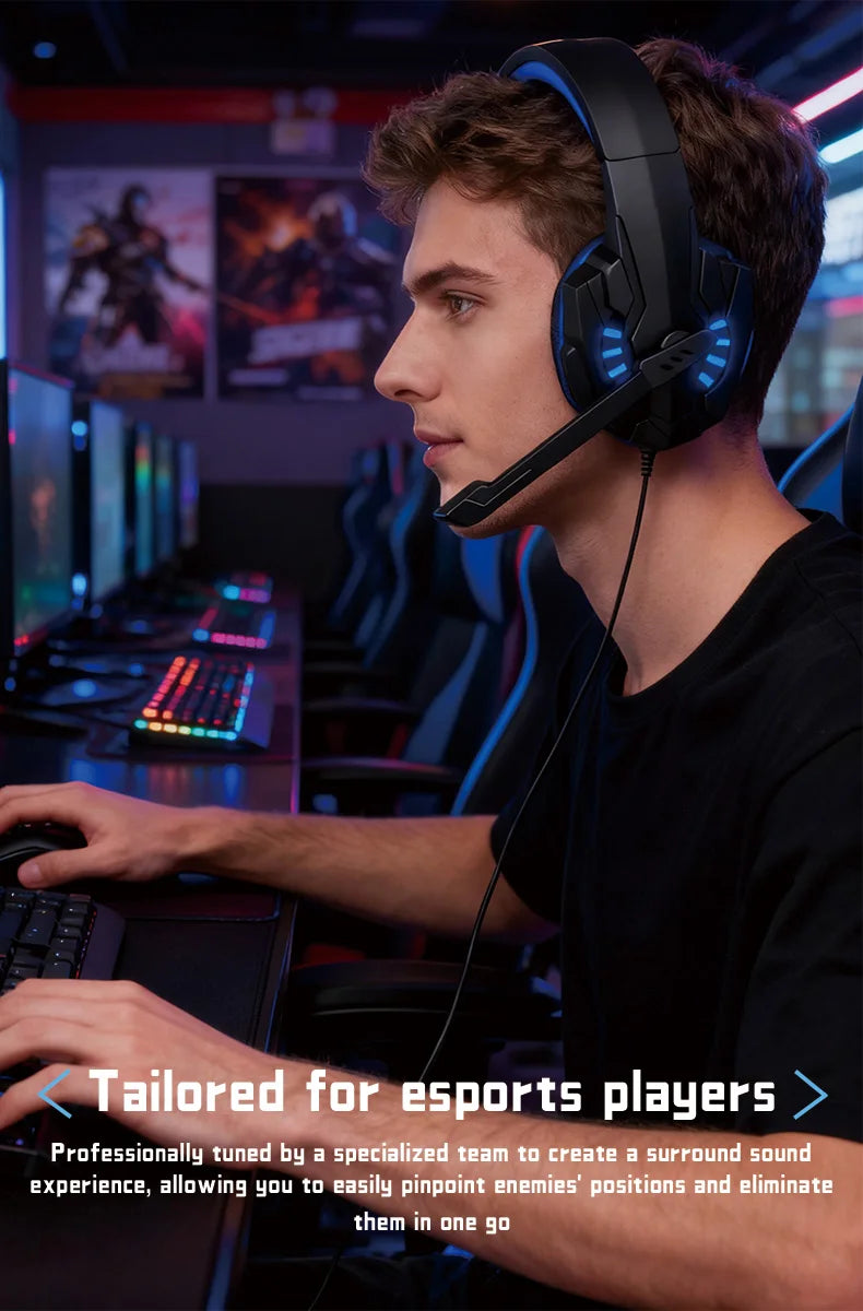 A7 Headphones Wired Gaming Headset Earphones Music For computer With Mic Headset Stereo SVirtual Surround Bass LED Light Gamer