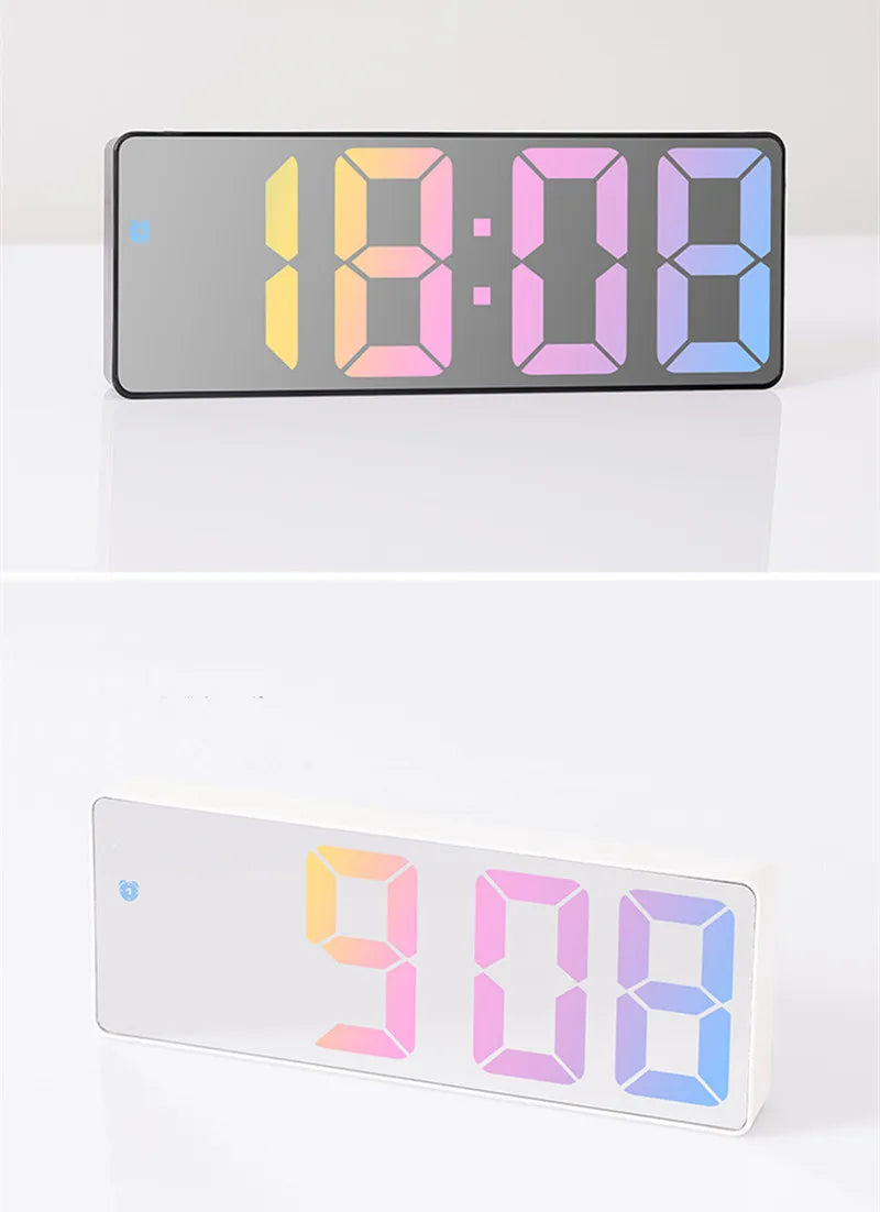 Voice Control Color Digital Alarm Clock TEMP Date Display Night Mode Snooze Table Clock Anti-disturb Function 12/24H LED Clock