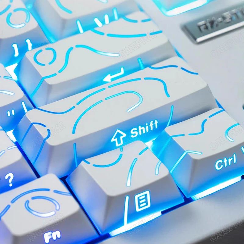 Contour 4.0 Side Engraved Keycap PBT Translucent 97 Key Gaming Mechanical Keyboard Key Cap White For Magnetic Switch F75 GMK87