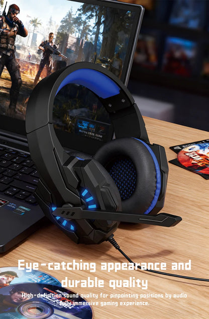 A7 Headphones Wired Gaming Headset Earphones Music For computer With Mic Headset Stereo SVirtual Surround Bass LED Light Gamer