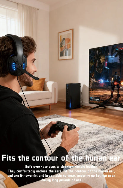 A7 Headphones Wired Gaming Headset Earphones Music For computer With Mic Headset Stereo SVirtual Surround Bass LED Light Gamer