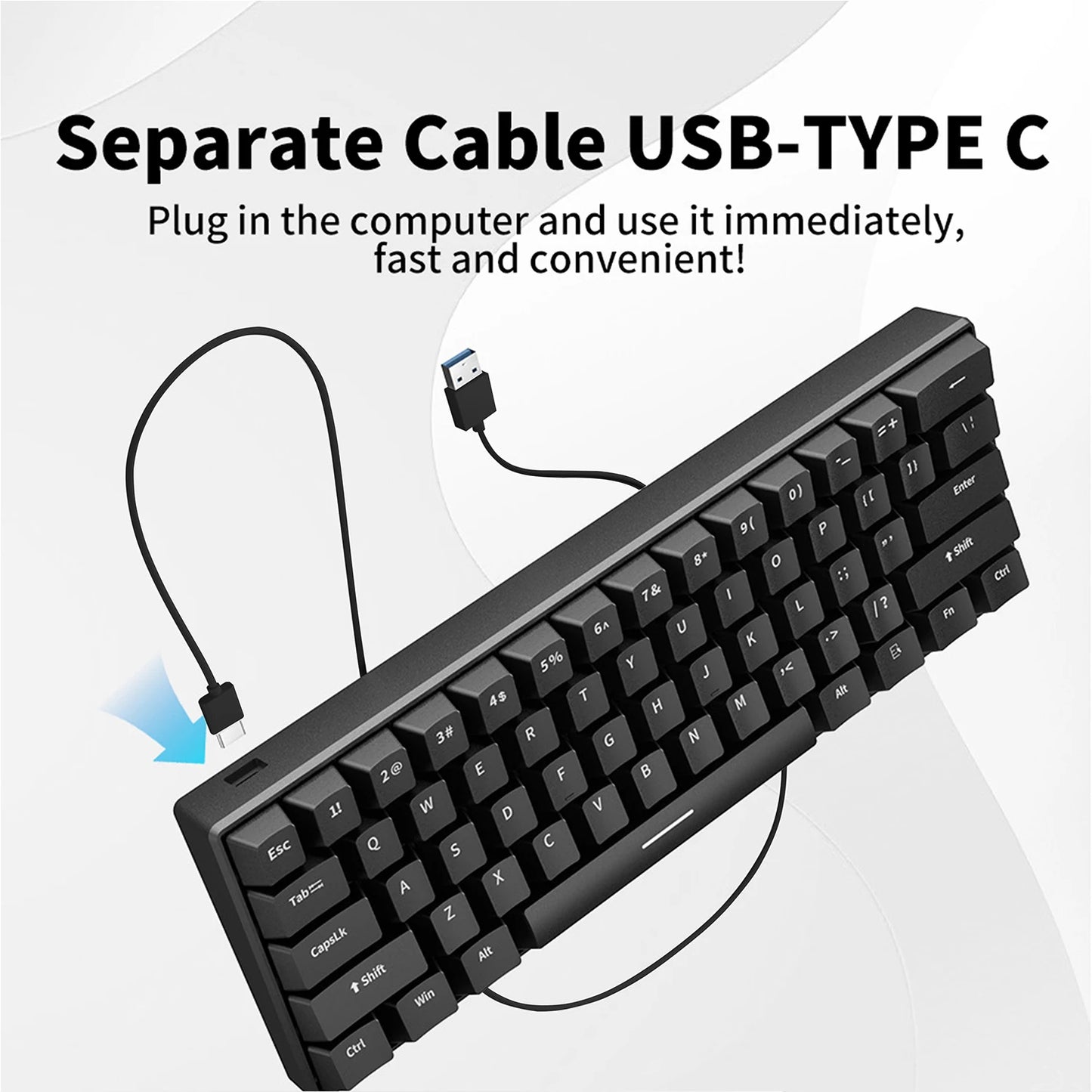 ZSUS Z61-B USB Gaming Mechanical Mini Keyboard Red Switch RGB Backlit 61 Keys Wired Feel for Game/Office