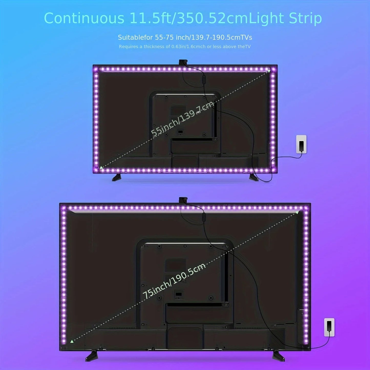 RGBIC TV Backlight Strip With AR Color Gamut Sensor App Control can Capture Part of The Color on The Screen 16.4FT/65-85 TV