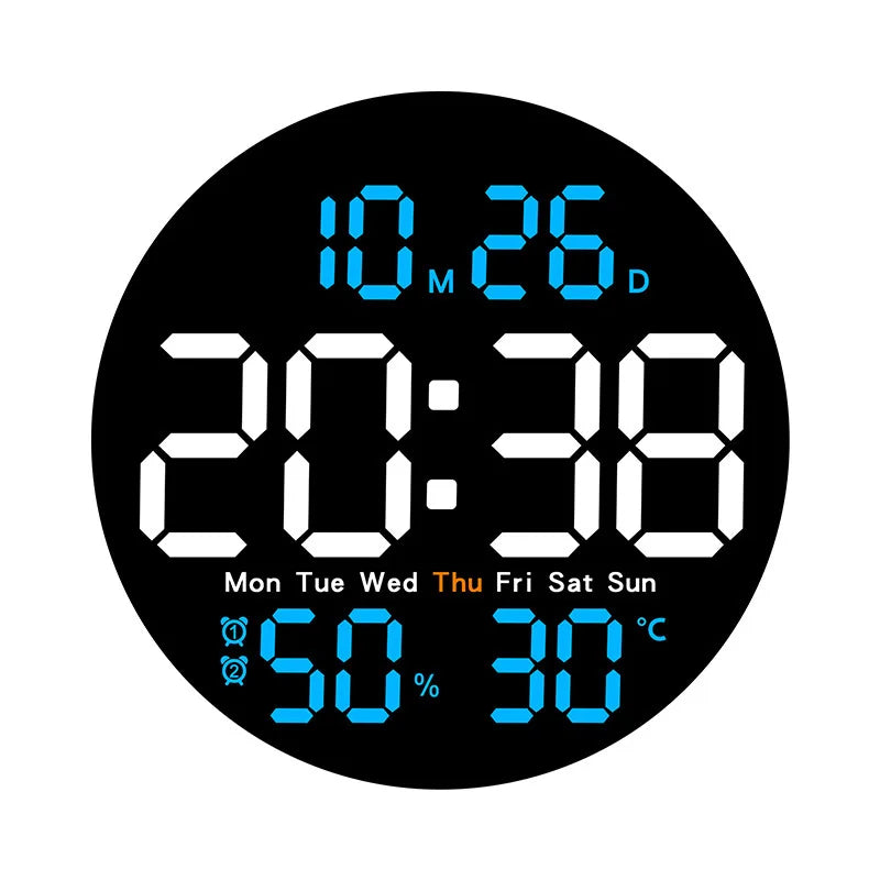 Simple living room wall clock, electronic multi-functional household clock with temperature and humidity, silent clock