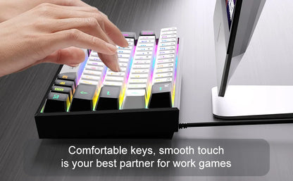 MageGee TS91 60% Compact Wired Keyboard 61 Keys RGB Backlight Small Portable Office Computer Membrane Keyboard For Windows PC