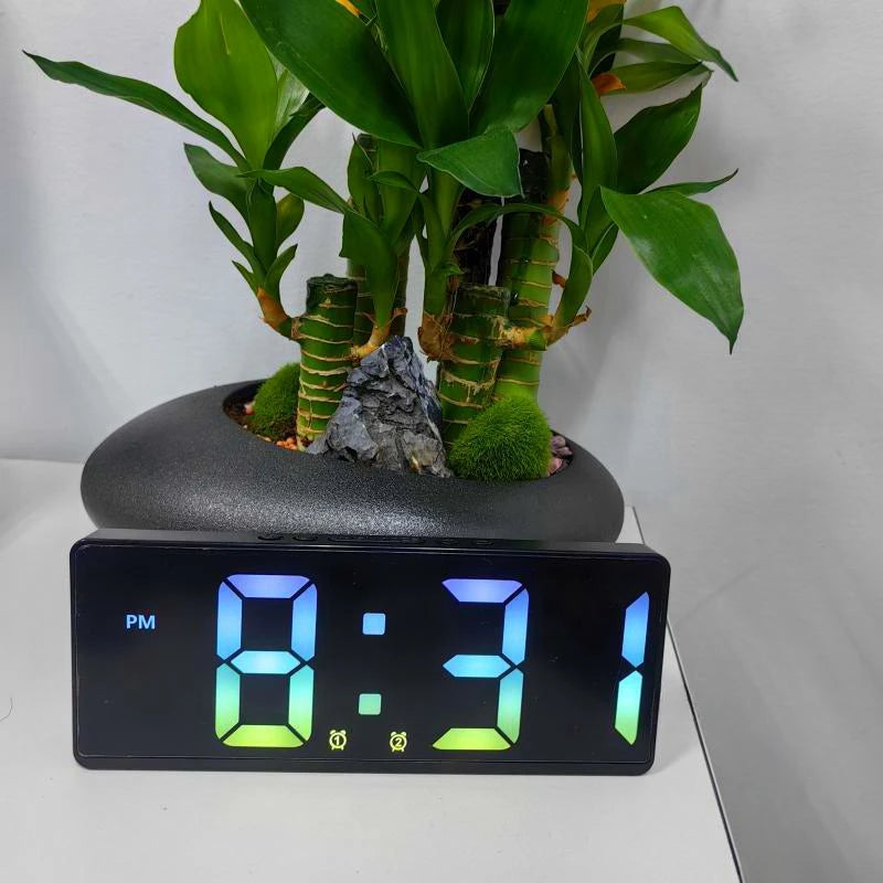 Voice Control Digital Alarm Clock Teperature Snooze Night Mode Desktop Table Clock 12/24H Anti-disturb Funtion LED Clocks Watch
