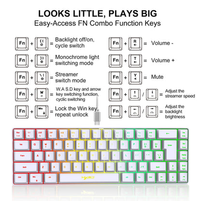 60% Compact Wired Keyboard 68 Keys RGB Backlight Small Portable Office Computer Membrane Keyboard For Windows Tablet Laptop Game