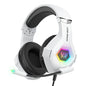 Wired Gaming Headset with Noise Cancelling Mic Compatible With PC PS4 PS5 Xbox Surround Sound RGB Light Over Ear Design