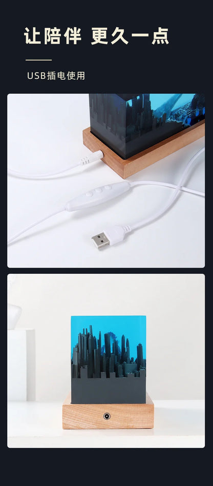 Crystal Godzillas Statue Monster Mini Night Light Creative Lamp 3d Micro Landscape Living Room Desktop Decor Children Gift