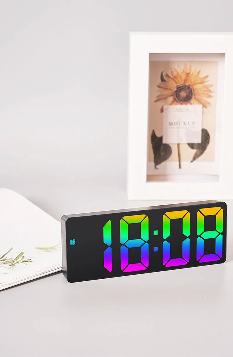 Voice Control Color Digital Alarm Clock TEMP Date Display Night Mode Snooze Table Clock Anti-disturb Function 12/24H LED Clock