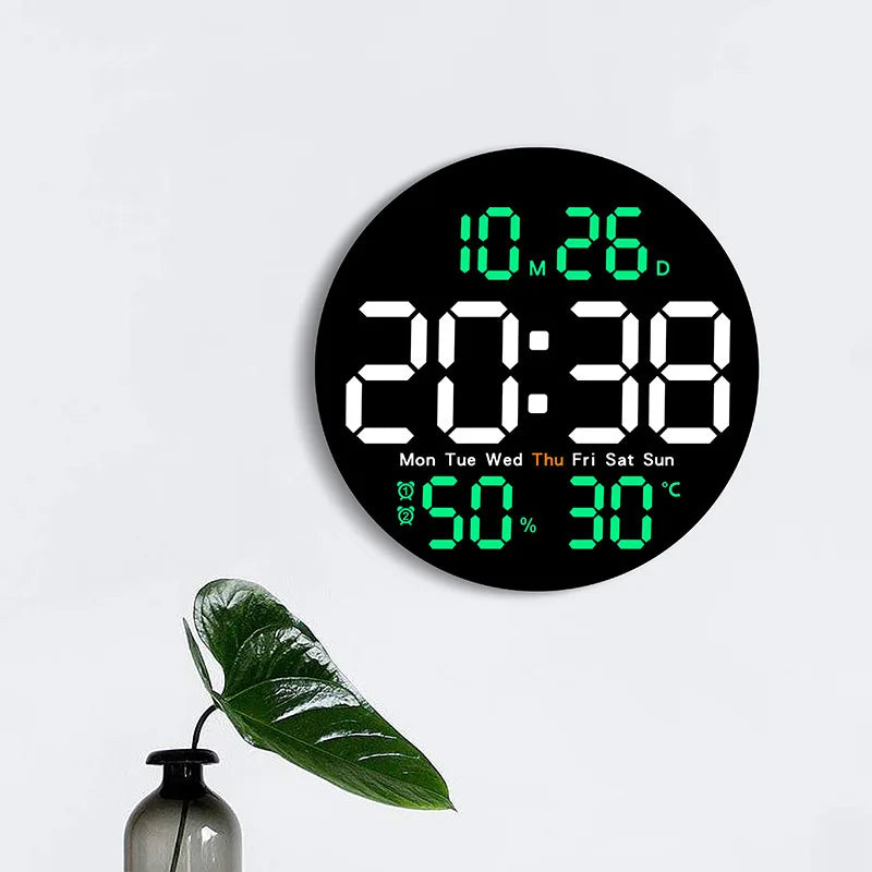Simple living room wall clock, electronic multi-functional household clock with temperature and humidity, silent clock
