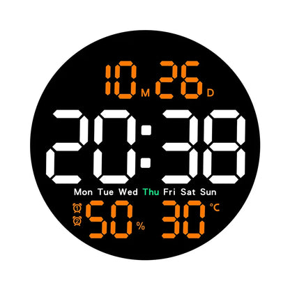 Simple living room wall clock, electronic multi-functional household clock with temperature and humidity, silent clock