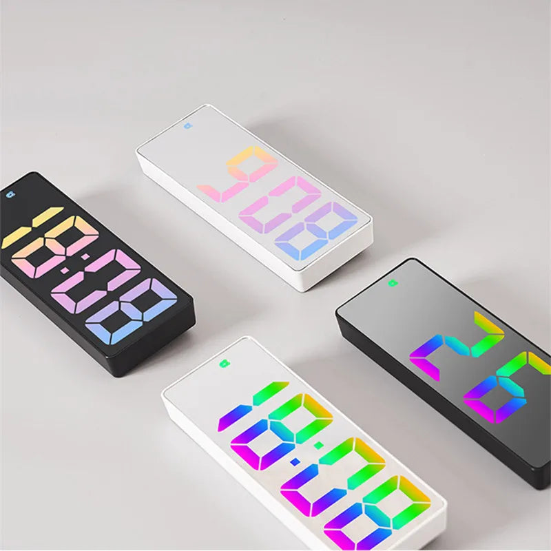 Voice Control Color Digital Alarm Clock TEMP Date Display Night Mode Snooze Table Clock Anti-disturb Function 12/24H LED Clock