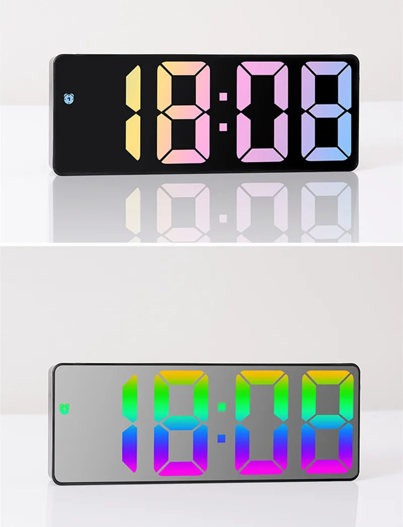 Voice Control Color Digital Alarm Clock TEMP Date Display Night Mode Snooze Table Clock Anti-disturb Function 12/24H LED Clock