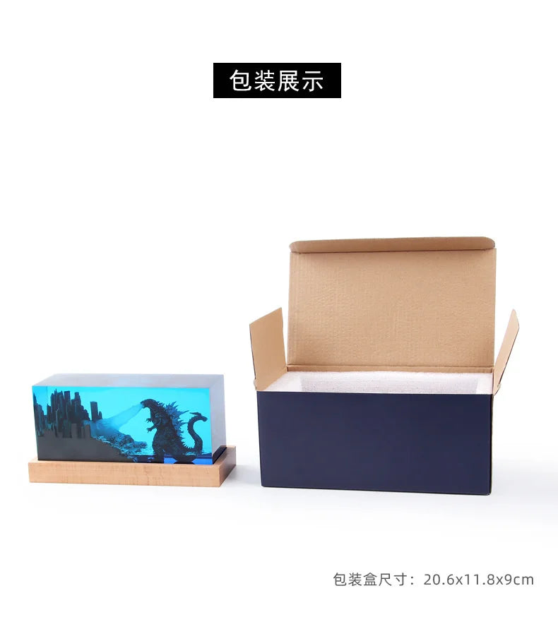 Crystal Godzillas Statue Monster Mini Night Light Creative Lamp 3d Micro Landscape Living Room Desktop Decor Children Gift