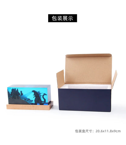 Crystal Godzillas Statue Monster Mini Night Light Creative Lamp 3d Micro Landscape Living Room Desktop Decor Children Gift