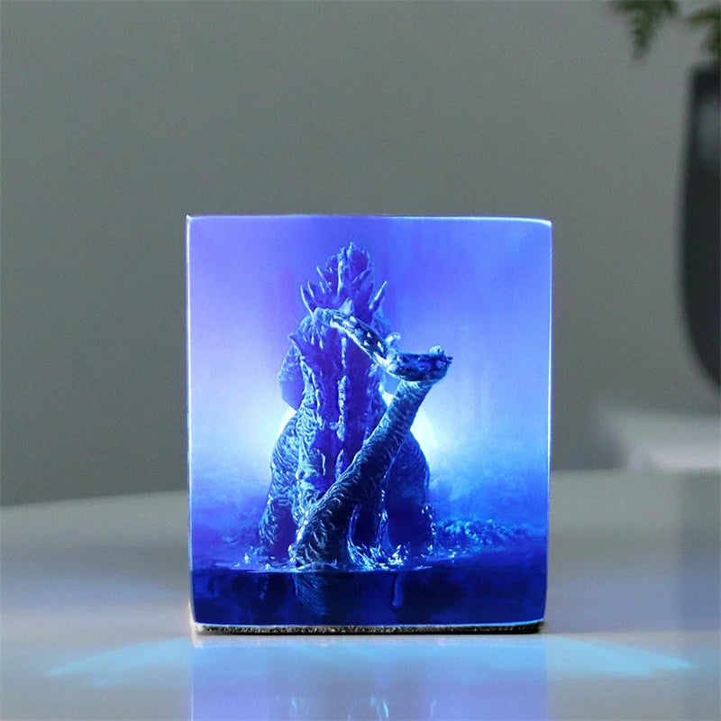 Crystal Godzillas Statue Monster Mini Night Light Creative Lamp 3d Micro Landscape Living Room Desktop Decor Children Gift