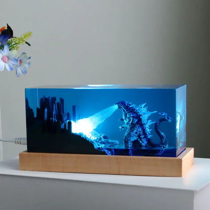 Crystal Godzillas Statue Monster Mini Night Light Creative Lamp 3d Micro Landscape Living Room Desktop Decor Children Gift