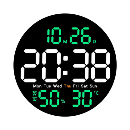 Simple living room wall clock, electronic multi-functional household clock with temperature and humidity, silent clock