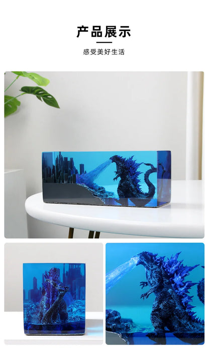 Crystal Godzillas Statue Monster Mini Night Light Creative Lamp 3d Micro Landscape Living Room Desktop Decor Children Gift
