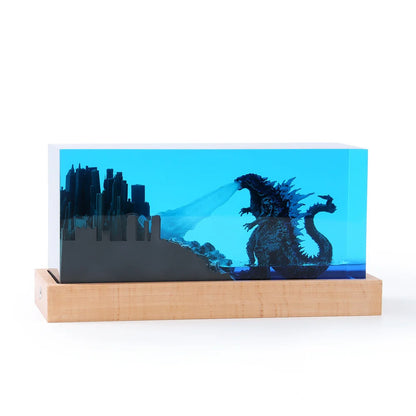 Crystal Godzillas Statue Monster Mini Night Light Creative Lamp 3d Micro Landscape Living Room Desktop Decor Children Gift
