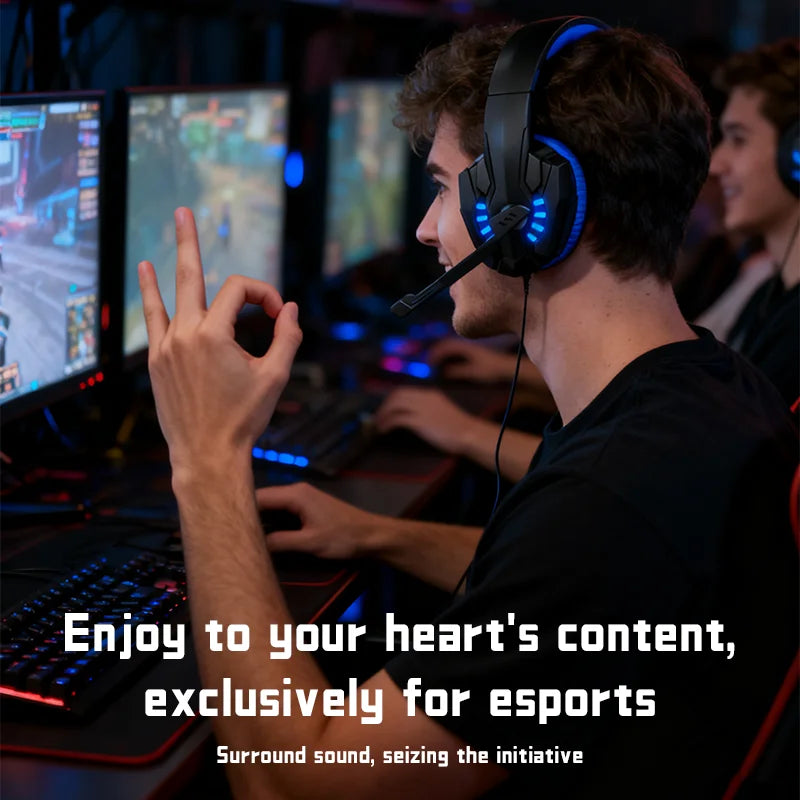 A7 Headphones Wired Gaming Headset Earphones Music For computer With Mic Headset Stereo SVirtual Surround Bass LED Light Gamer