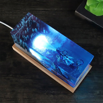 Crystal Godzillas Statue Monster Mini Night Light Creative Lamp 3d Micro Landscape Living Room Desktop Decor Children Gift