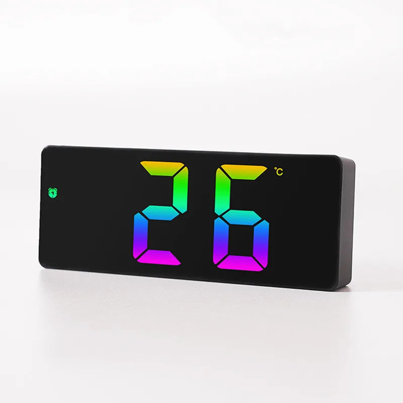 Voice Control Color Digital Alarm Clock TEMP Date Display Night Mode Snooze Table Clock Anti-disturb Function 12/24H LED Clock