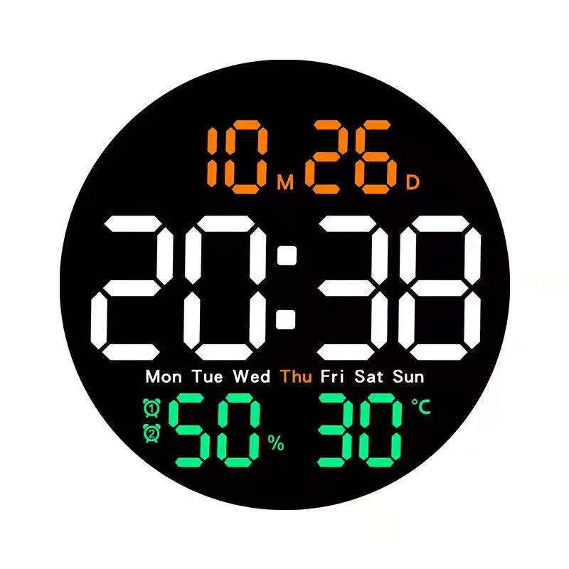 Simple living room wall clock, electronic multi-functional household clock with temperature and humidity, silent clock
