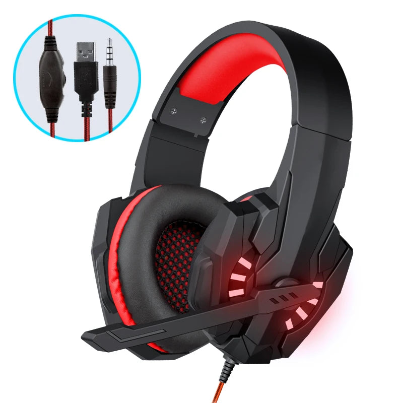 A7 Headphones Wired Gaming Headset Earphones Music For computer With Mic Headset Stereo SVirtual Surround Bass LED Light Gamer