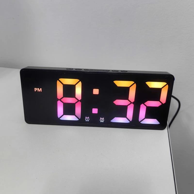 Voice Control Digital Alarm Clock Teperature Snooze Night Mode Desktop Table Clock 12/24H Anti-disturb Funtion LED Clocks Watch