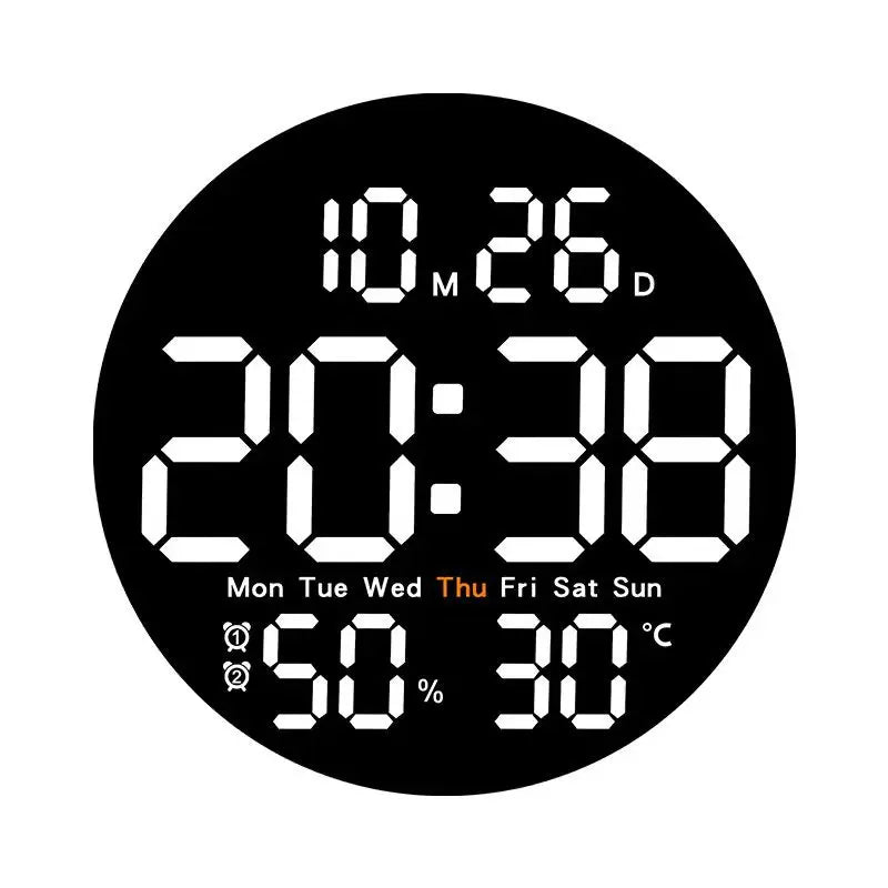 Simple living room wall clock, electronic multi-functional household clock with temperature and humidity, silent clock