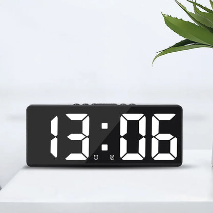 Voice Control Digital Alarm Clock Teperature Snooze Night Mode Desktop Table Clock 12/24H Anti-disturb Funtion LED Clocks Watch